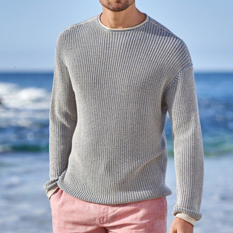 Men'S Casual Slim Round Neck Long Sleeve Sweater