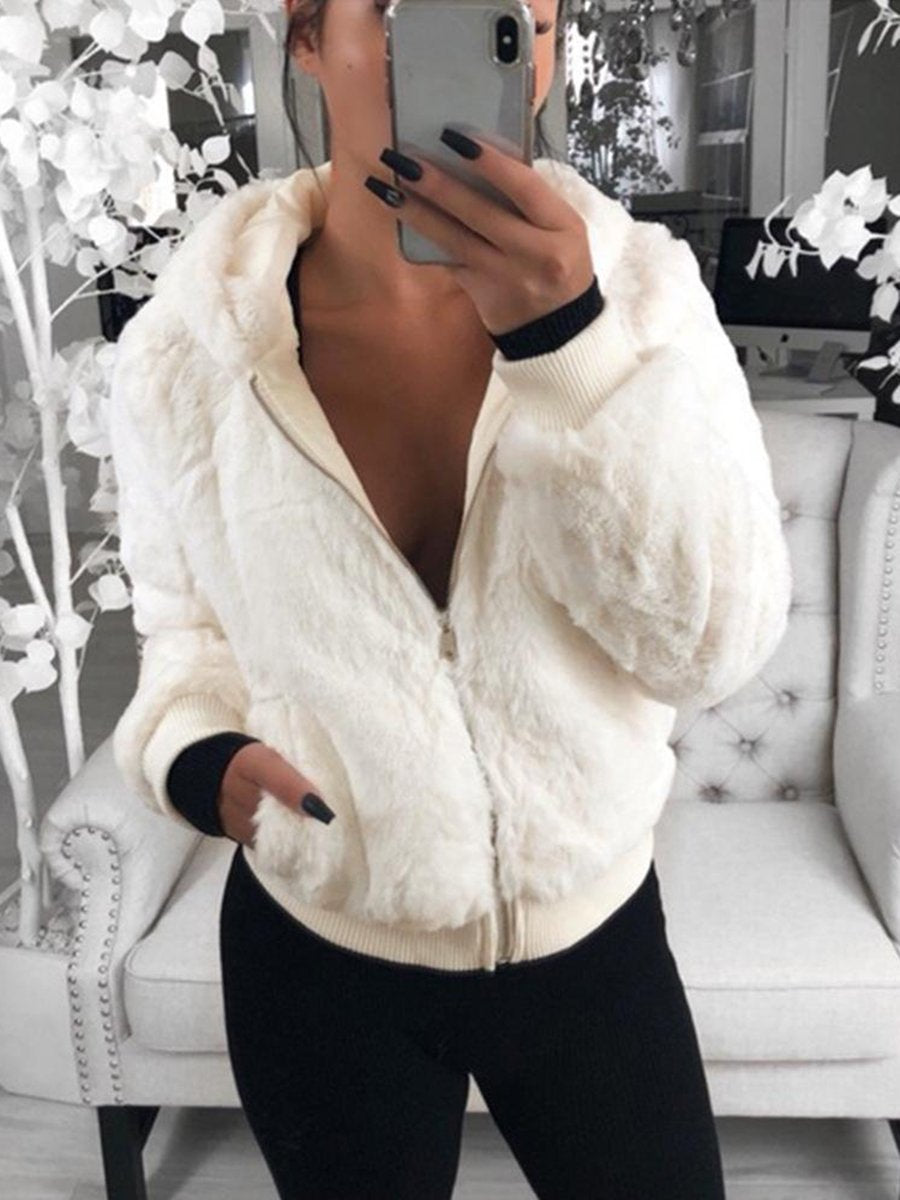 Fashion Zipper Hooded Coat
