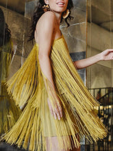 Load image into Gallery viewer, Fashion Casual One-shoulder Fringed Mini Dress
