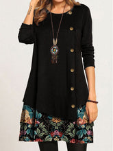 Load image into Gallery viewer, Casual Loose Round Neck Floral Long Sleeve Dress
