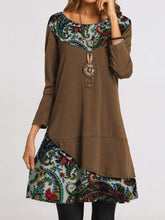 Load image into Gallery viewer, Retro Casual Loose Round Neck Floral Long Sleeve Dress
