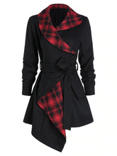 Load image into Gallery viewer, Asymmetrical Hem Fashionable Plaid Long-sleeved Wool Top
