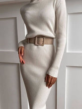 Load image into Gallery viewer, Fashion Casual Knitted Turtleneck Midi Dress
