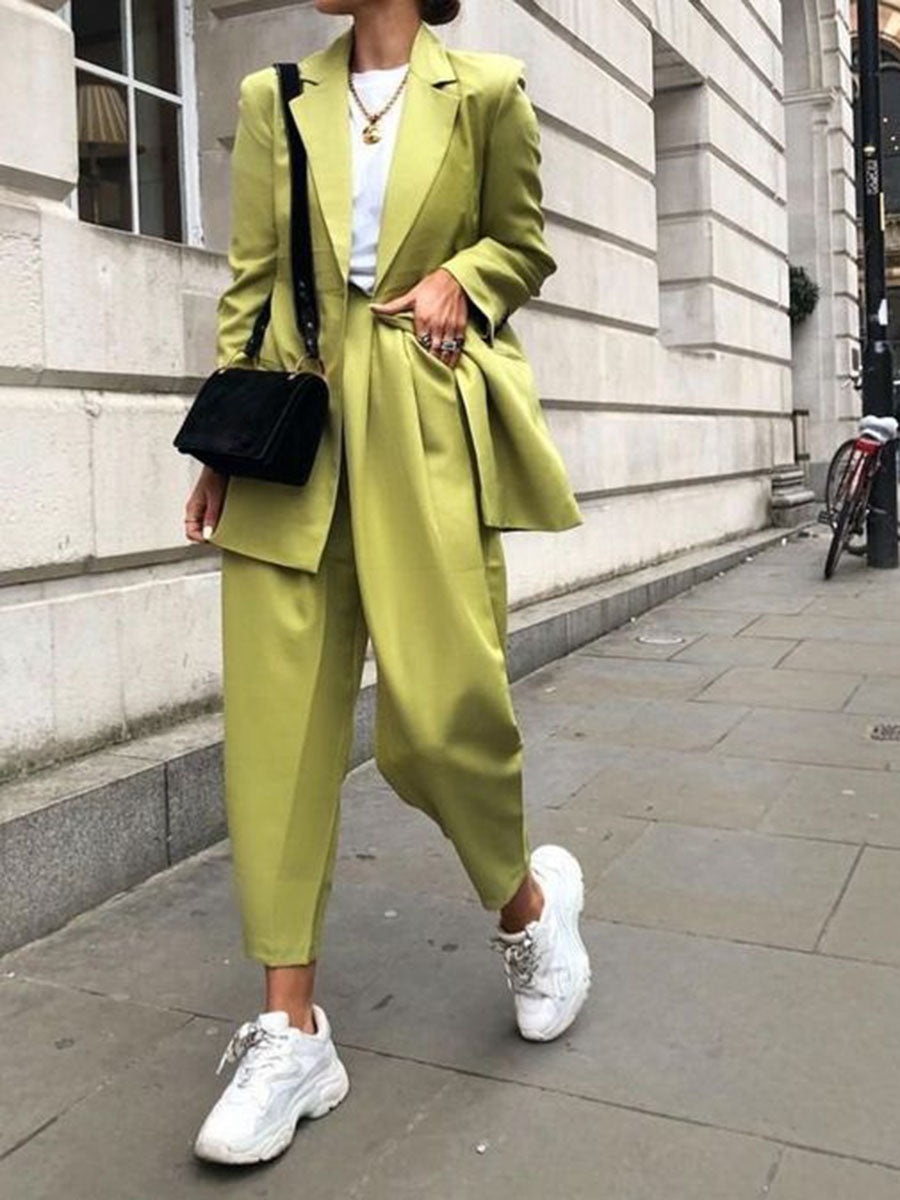 Two-piece Women's Solid Color Loose Casual Suit