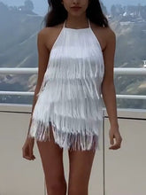 Load image into Gallery viewer, Sexy Casual Halterneck Fringed Mini Dress
