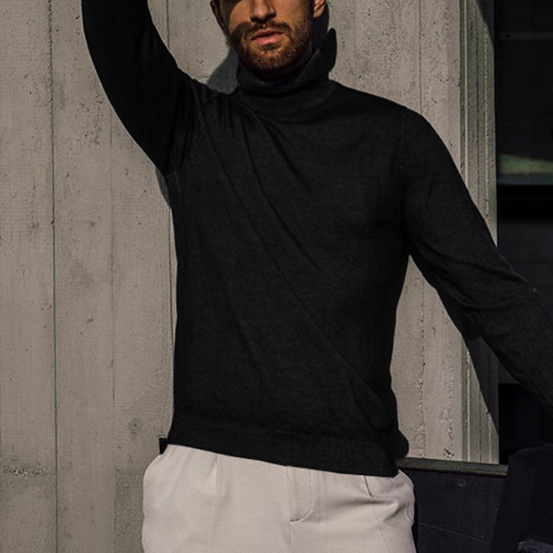 Men'S Casual Slim High Neck Long Sleeve Sweater