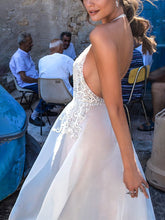 Load image into Gallery viewer, Halter Neck Embroidered Wedding Dress
