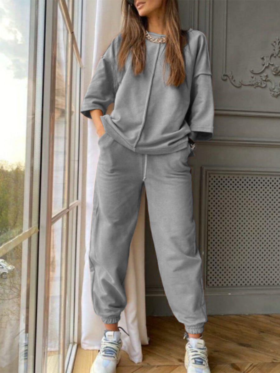 Fashion Solid Color Leisure Sports Women'S Suit
