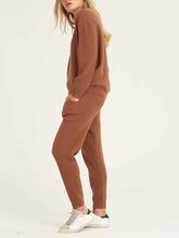 Load image into Gallery viewer, Casual Solid Color Round Neck Pocket Trousers Knit Suit
