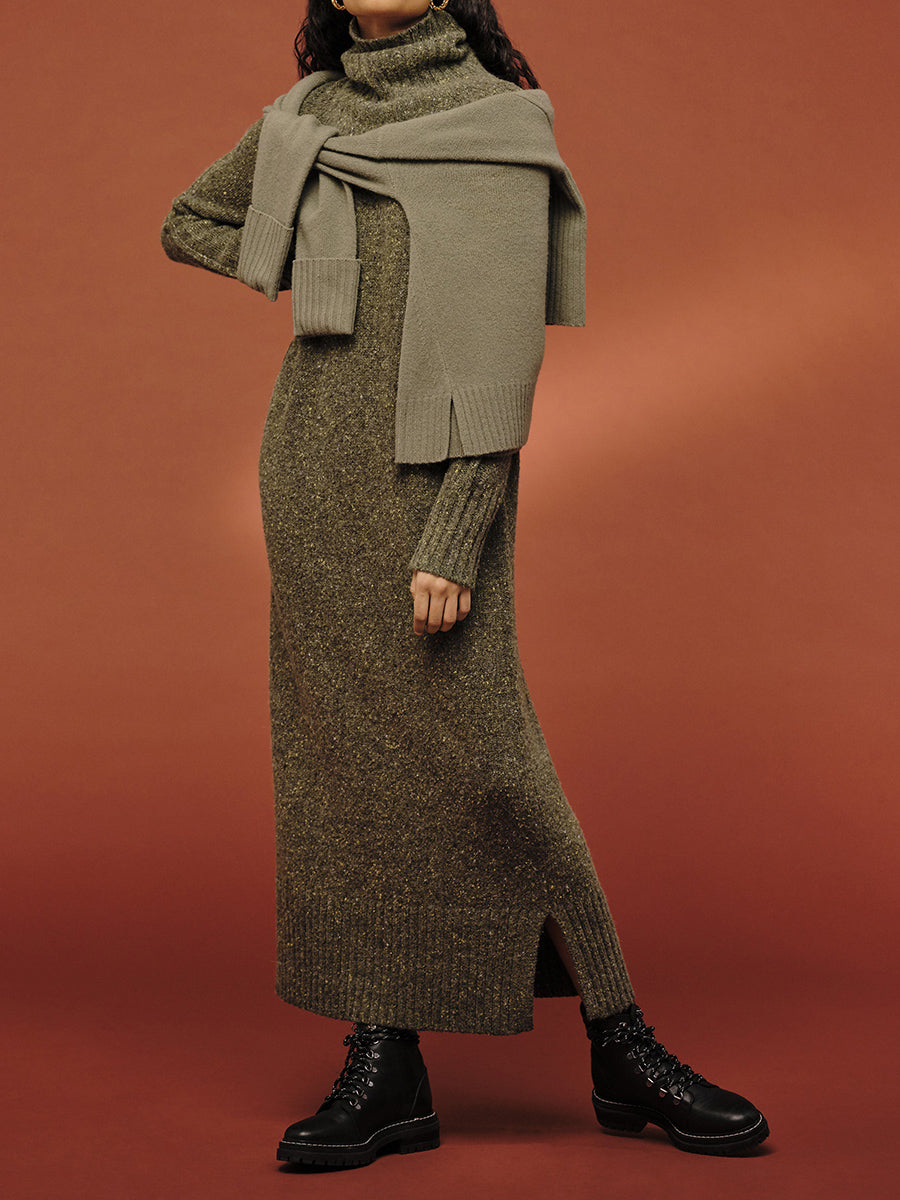 Women's Fashion Simple Casual Super Long Knitted Dress