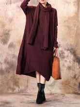 Load image into Gallery viewer, Autumn And Winter Ladies Casual Scarf Sweater Dress
