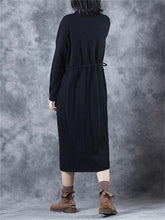 Load image into Gallery viewer, Casual Retro Drawstring Pleated Women&#39;S Sweater Dress

