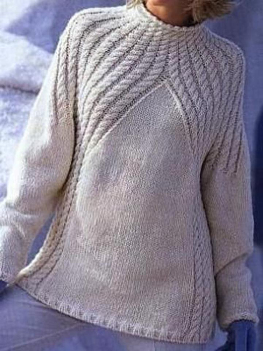 Cotton Blend Long-sleeved Knitted Sweater