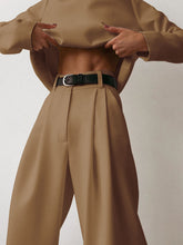 Load image into Gallery viewer, Fashion Solid Color Round Neck Long Sleeve Two-piece Suit
