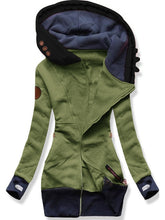 Load image into Gallery viewer, Autumn And Winter Ladies Hooded Casual Color Matching Jacket
