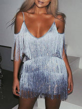 Load image into Gallery viewer, Suspender Tassel Evening Dress
