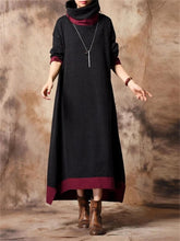 Load image into Gallery viewer, Autumn And Winter Casual High-Neck Contrast Sweater Dress
