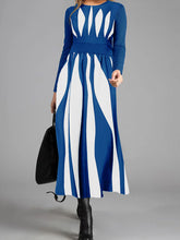 Load image into Gallery viewer, Retro Elegant Striped Long Sleeve Maxi Dress
