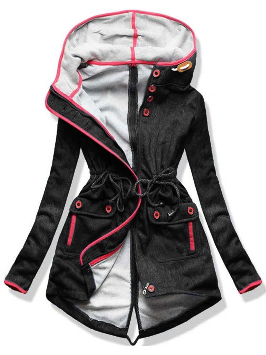 Casual Women'S Hooded Drawstring Jacket