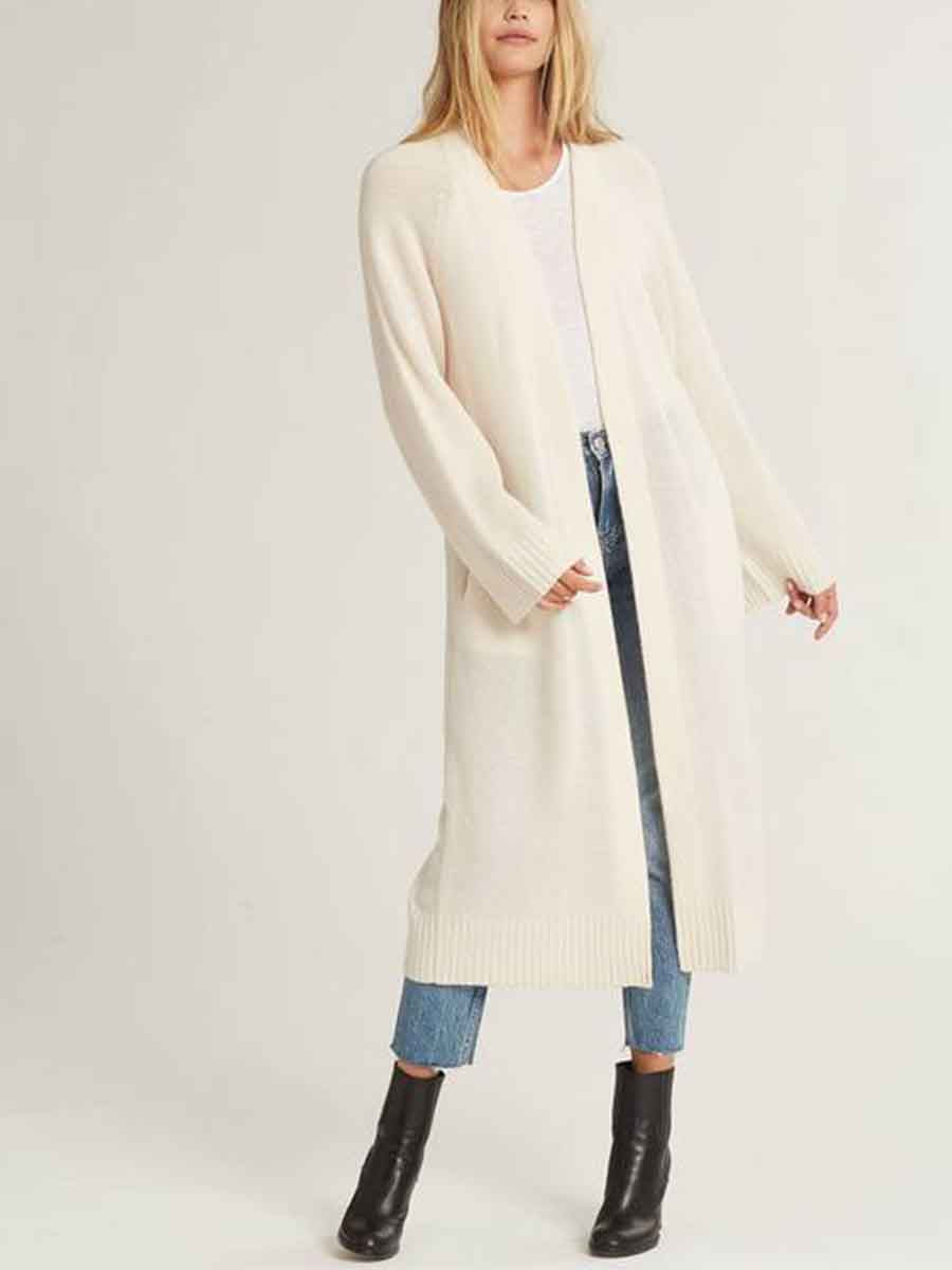 Pure Color Loose Casual Long Cardigan Coat
