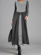 Load image into Gallery viewer, Retro Elegant Striped Long Sleeve Maxi Dress
