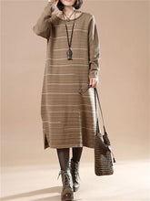 Load image into Gallery viewer, Autumn And Winter Women&#39;S Striped Loose Sweater Dress
