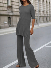 Load image into Gallery viewer, Knitted Round Neck Split Casual Two-piece Suit
