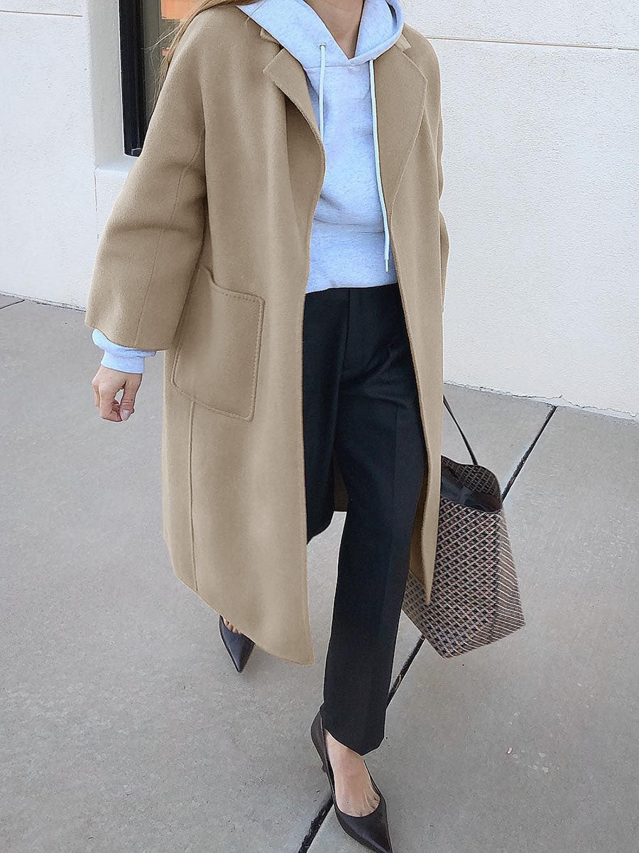 Fashion Loose Long Sleeve Woolen Casual Coat