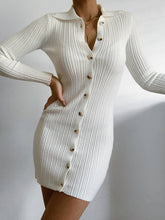 Load image into Gallery viewer, Fashion Casual Long Sleeve Lapel Knitted Dress
