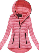 Load image into Gallery viewer, Autumn And Winter Solid Color Pocket Zipper Hooded Cotton Jacket
