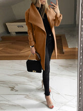 Load image into Gallery viewer, Pure Color Lapel Stand-collar Thick Woolen Warm Coat
