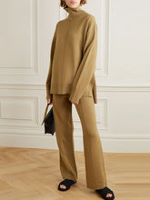 Load image into Gallery viewer, Casual Solid Color High Neck Knitted Two-piece Set
