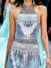Load image into Gallery viewer, Fashion Sexy Tassel Suspender Evening Maxi Dress
