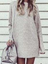 Load image into Gallery viewer, Simple Solid Color Long Sleeve Casual Knitted Dress
