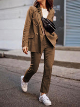 Load image into Gallery viewer, Two-piece Pure Color Double Row Casual Lady Suit
