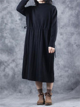 Load image into Gallery viewer, Casual Retro Drawstring Pleated Women&#39;S Sweater Dress

