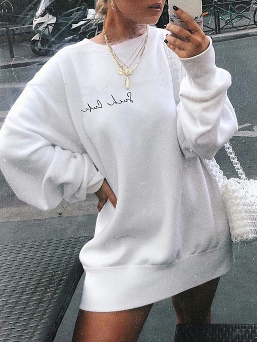 Letter Printing Fashion Casual Sweater Dress