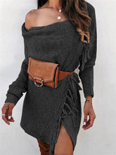 Load image into Gallery viewer, Fashion Sexy Tassel Neckline Women&#39;S Sweater Dress
