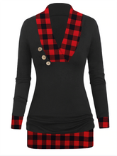 Load image into Gallery viewer, Button Stitching V-neck Fashion Casual Plaid Top
