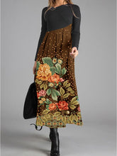 Load image into Gallery viewer, Elegant Long Sleeve Casual Dress with Floral Print and Polka Dots
