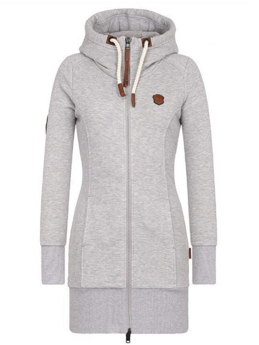 Fashion Solid Color Hooded Sweatshirt Jacke
