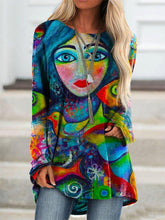 Load image into Gallery viewer, Casual Face Birds Artistic Print Tops for Women
