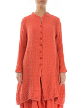 Load image into Gallery viewer, Retro Simple Button Orange Linen Jacket Coat
