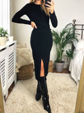 Load image into Gallery viewer, Knitted Long Sleeve Wrap Midi Dress
