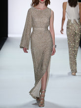 Load image into Gallery viewer, Fashion One-shoulder Sequin Elegant Evening Dress
