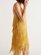 Load image into Gallery viewer, Fashion Fringed V-neck Suspender Mini Dress
