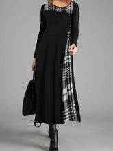 Load image into Gallery viewer, Plaid Printed Button Round Neck Elegant Dress
