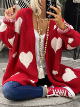 Load image into Gallery viewer, Fashion Casual Love Printed Sweater Cardigan
