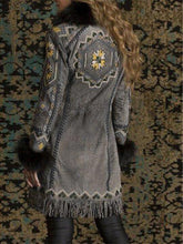 Load image into Gallery viewer, Retro Print Slim-fit Tassel Tops Long Coat
