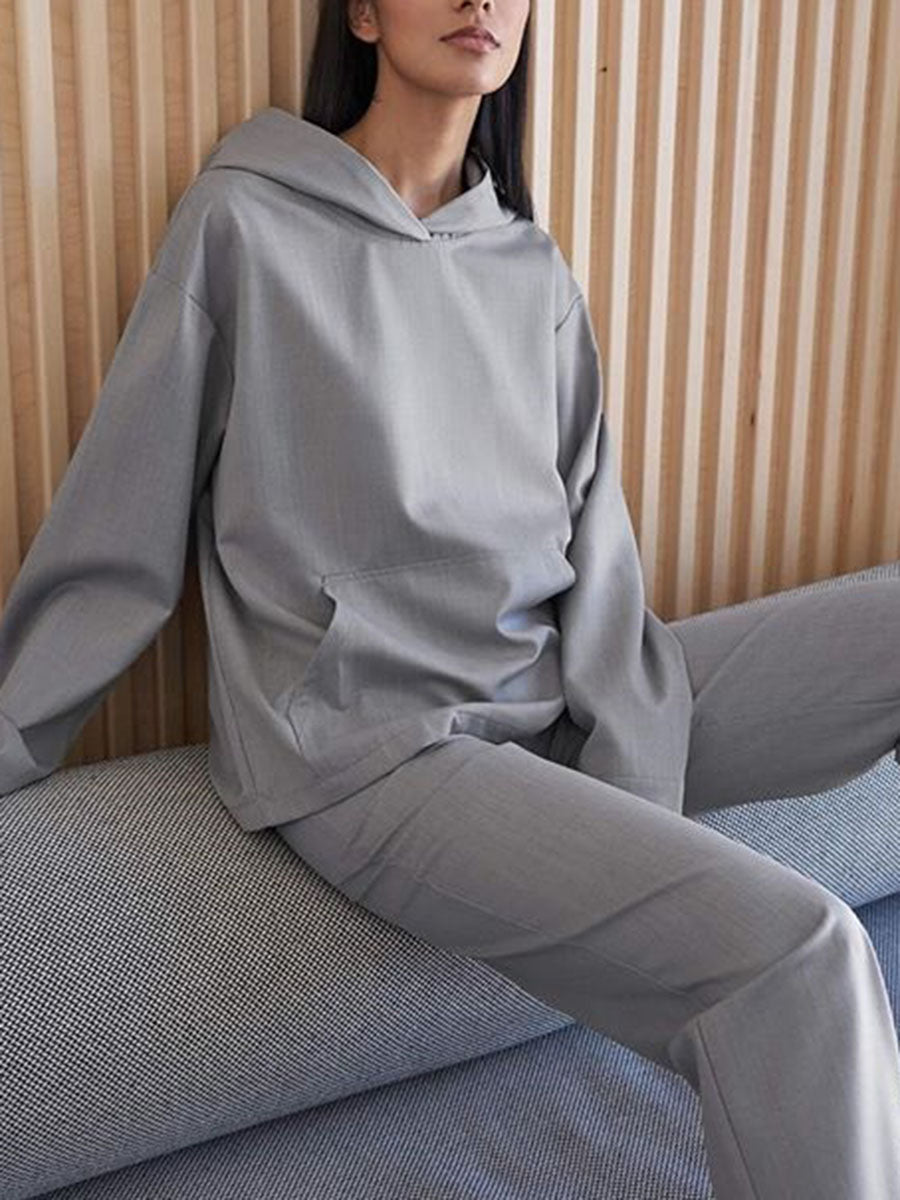 Fashion Casual Long-sleeved Hooded Loose Two-piece Suit